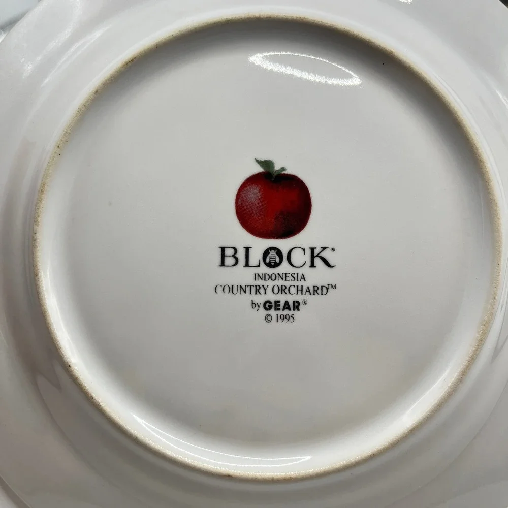 Block Country Orchard Gear Fruit Salad Dessert Plates Set 3 Grapes Pear Cherries